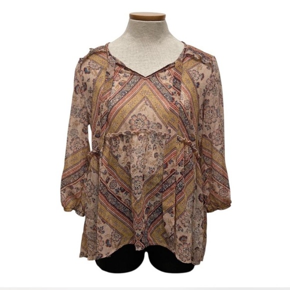 Knox Rose Tops - 3/$20 Knox Rose Flowy Floral Boho Babydoll Blouse, Long Sleeve, Fall, Women’s XS